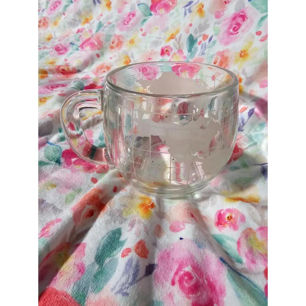 Vintage Nestle Nescafe Clear World Globe Coffee Tea Mug Cup Glass With Handle 3"